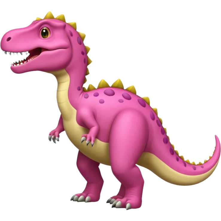 Crea un emoji de un dinosaurio de color rosa, que sea como este 🦖, que sea un tiranosuarus rex emoji