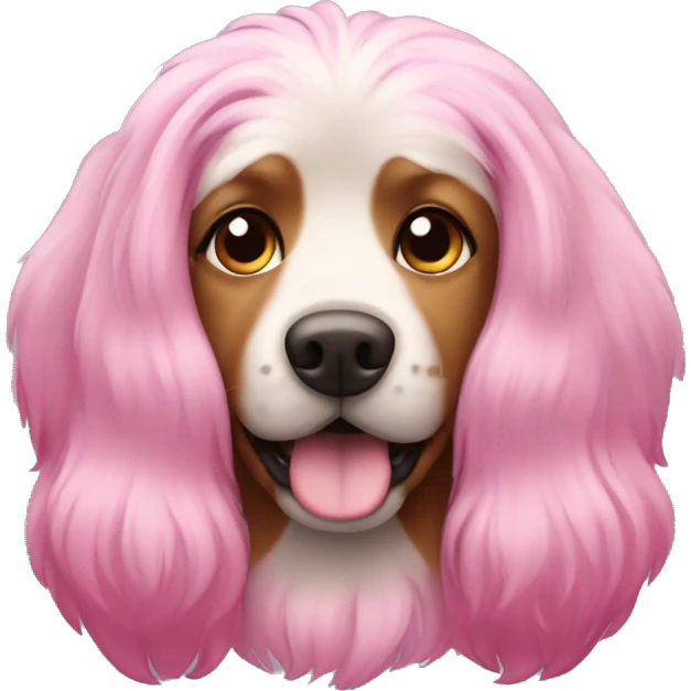 Big dog with pink hair and hearts emoji