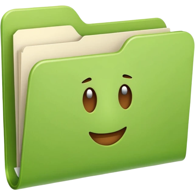 Add a white paper sticking out of the light green closed folder in apple emoji style. emoji