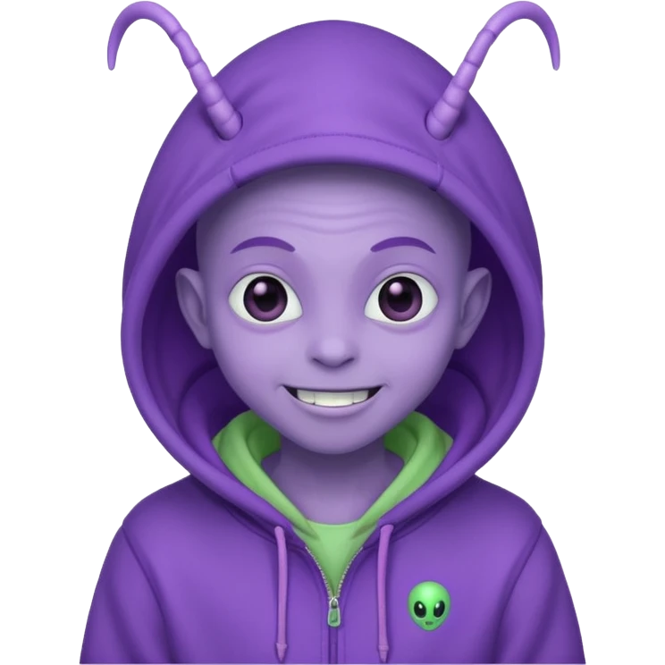 Aliens Purple pastel, having antennas, hoodie but not overhead emoji
