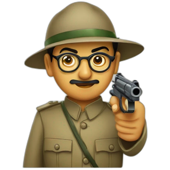 Netaji Subash chandrabose with gun emoji