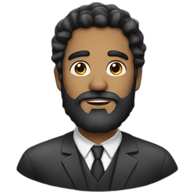 Lawyer black hair beard emoji