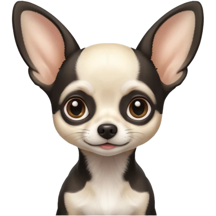 White and black Chihuahua - tiny, skinny and big ears emoji