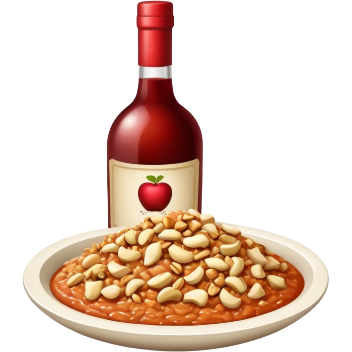 A sauce made of grated apple, diced nuts and wine. It's color should resemble a brick emoji