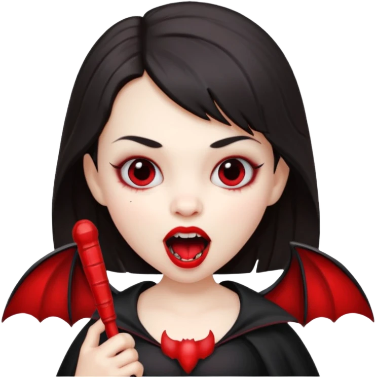 vampire child with toy bat open mouth emoji