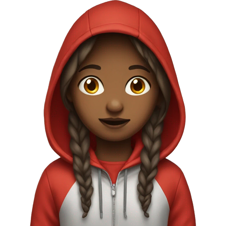 little girl wearing red hoodie emoji