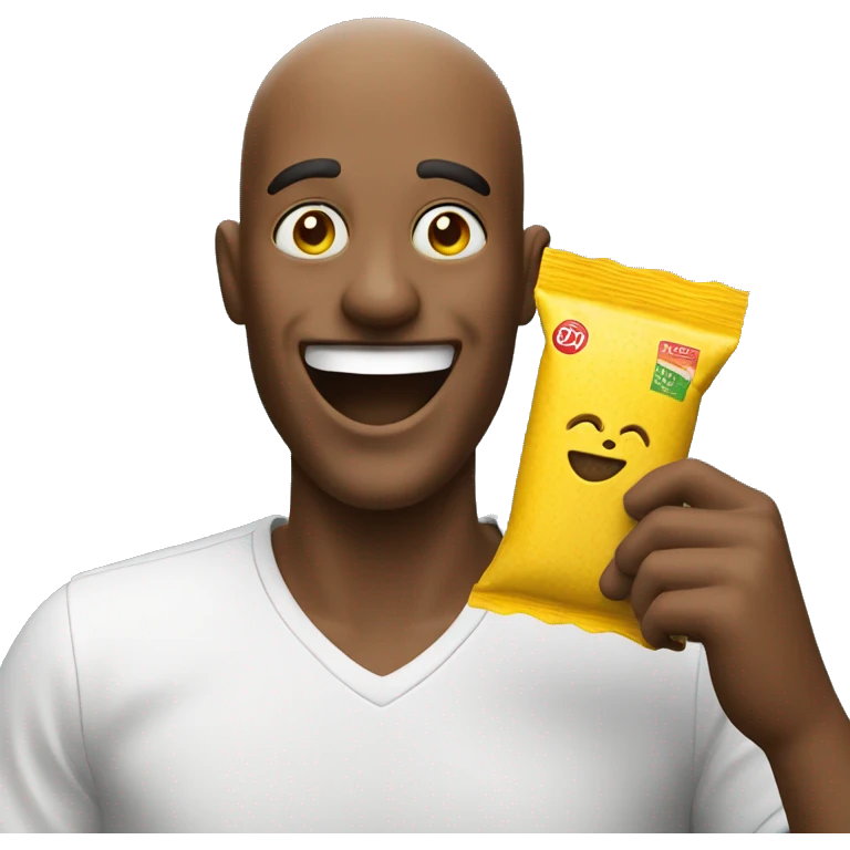 Happy guy with Mustard hold a packet emoji