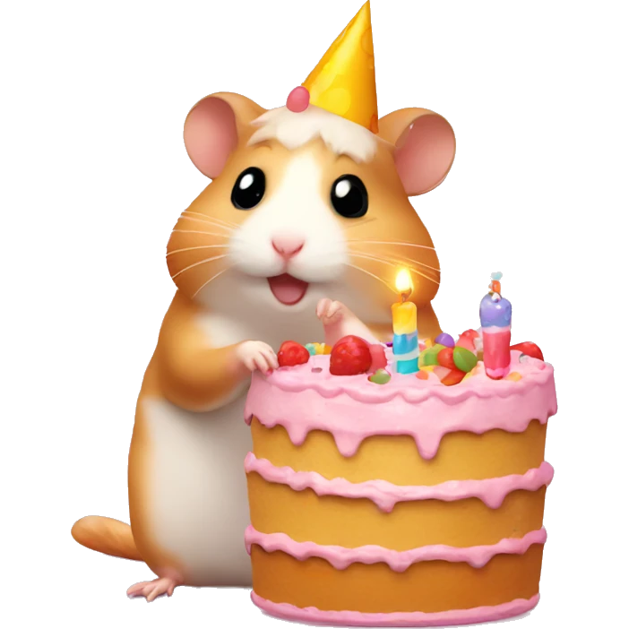 Hamster with a birthday cake  emoji