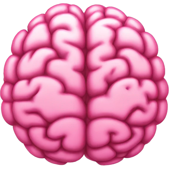 A pink brain a book emoji