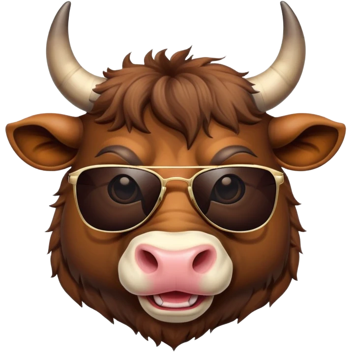 smiling bull head with dark sunglasses emoji