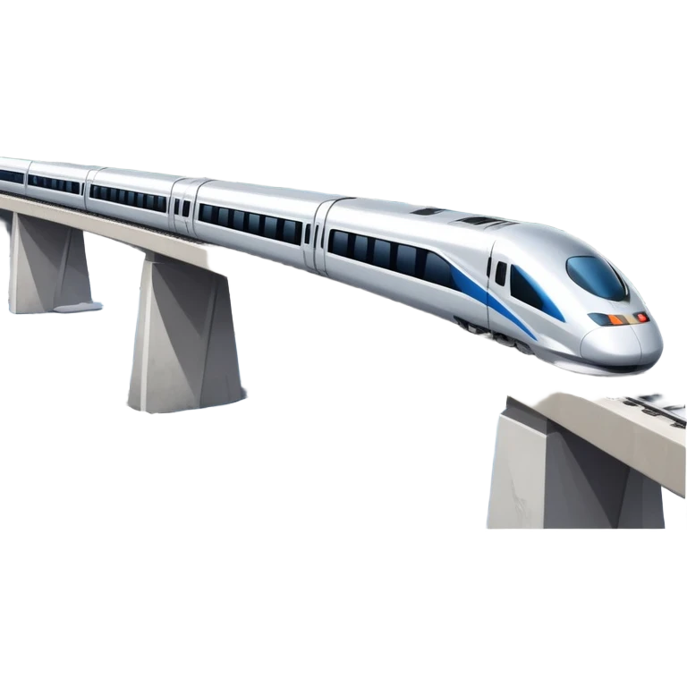 High Speed Train passing in front of snowy mountains on a big bridge through a river underneath it   emoji