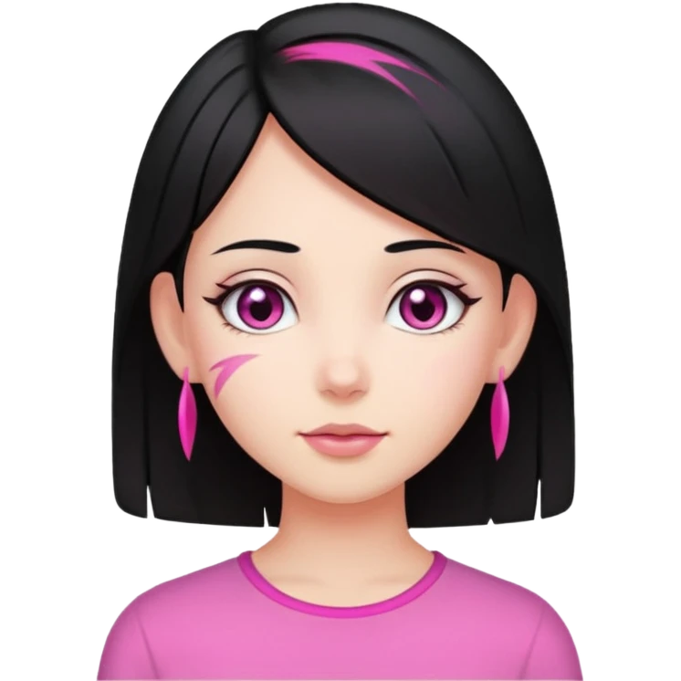 girl with black hair and pink streak by ear emoji