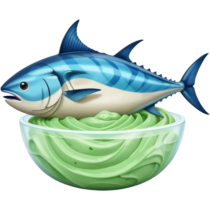 bluefin tuna in a gelato with cannabis leaf emoji