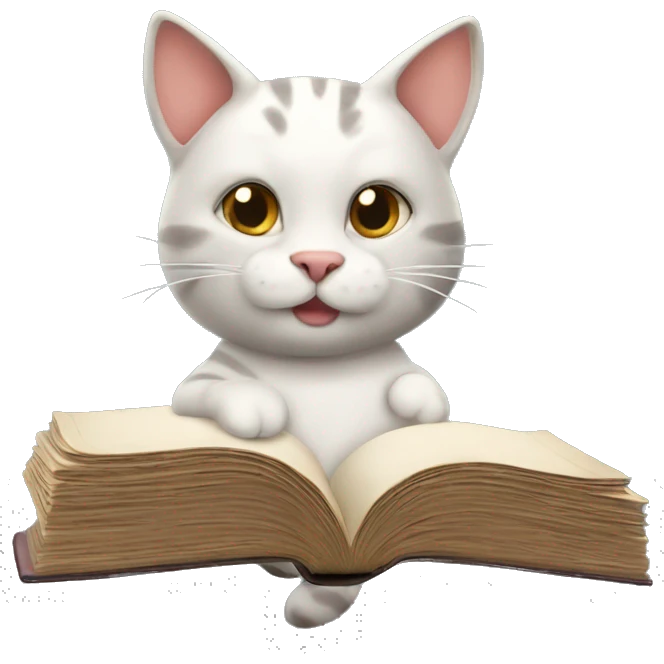 Cat reading a book ￼ emoji