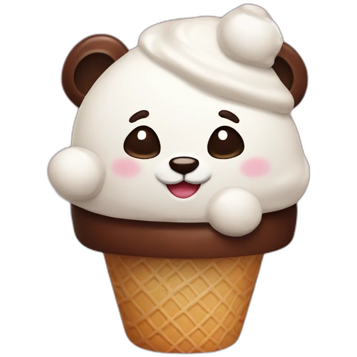 ice cream chocolate with panda on it emoji