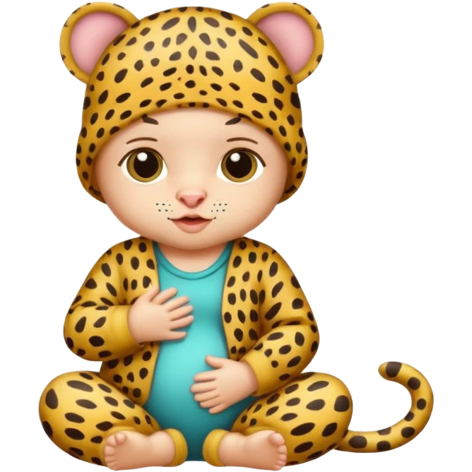 human baby with leopard patterned clothes emoji