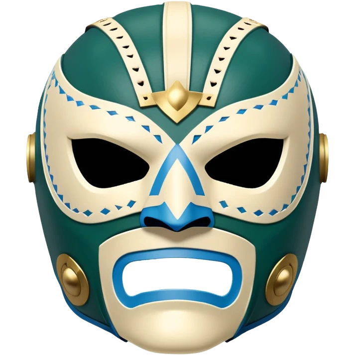 dark green, cream, and Carolina blue luchador mask emoji