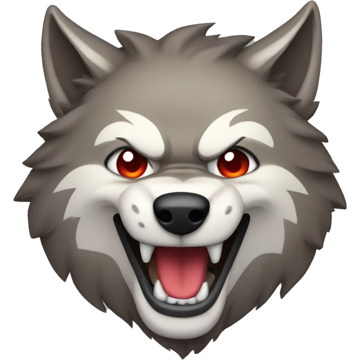 the head of a badass wolf with red fur smiling at the camera emoji
