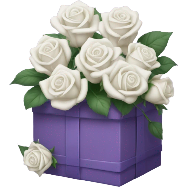 pruple box with white roses emoji