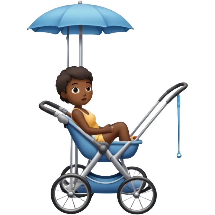 Person sweating pushing a pole in a stroller emoji