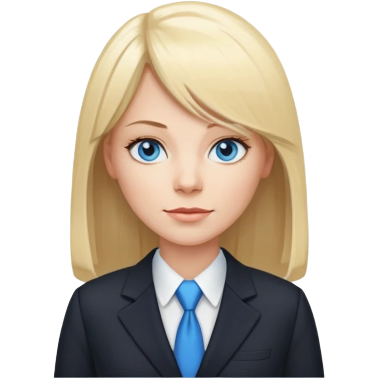 40 yr old white woman, pale skin, long straight blond hair parted in center, blue eyes, bangs, dress clothes for work emoji