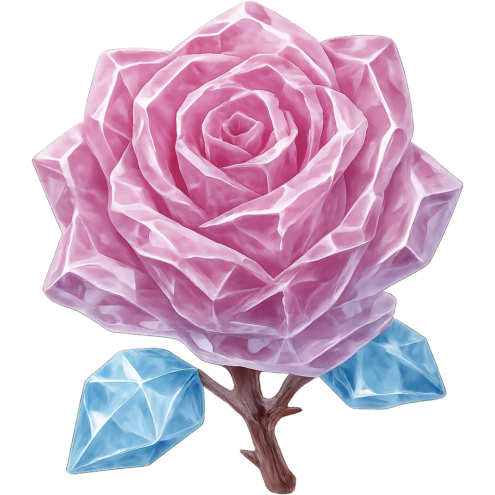 Make the rose made of ice pink in the style of emoji (apple style emojis). Remove the background. emoji