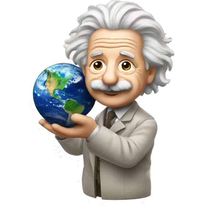albert einstein holding earth in his hand emoji
