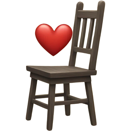 a wood chair with an heart engraved on it emoji