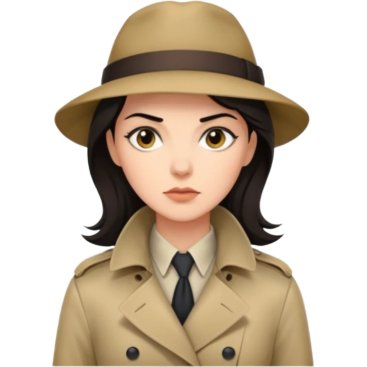 trençkotlu kadın koyu saçlı dedektif  emoji