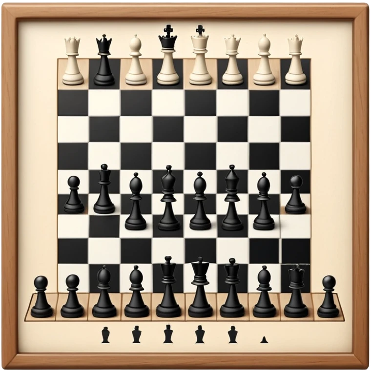 A chessboard with a few strategically placed pieces, including a king, queen, and pawns. The scene highlights the classic black and white squares of the board, emphasizing strategy and thoughtfulness in the game of chess. emoji