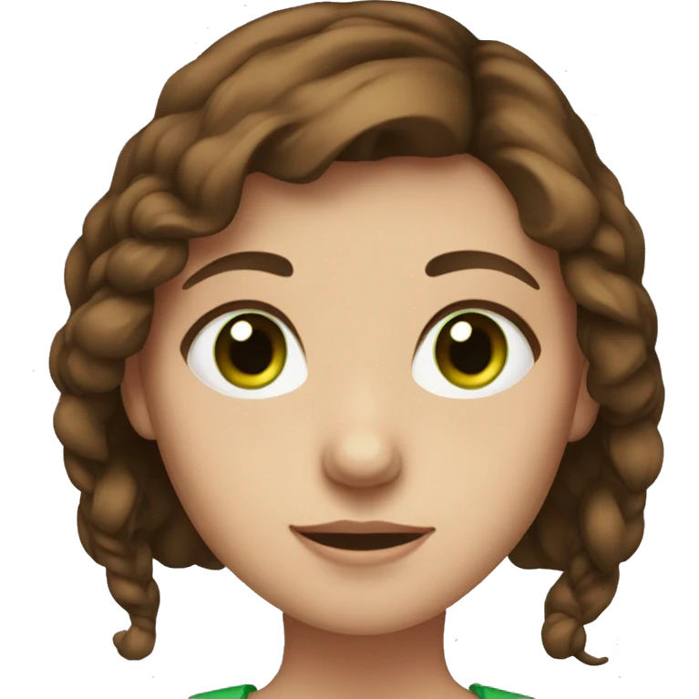A girl with brown hair, green eyes and fair skin emoji