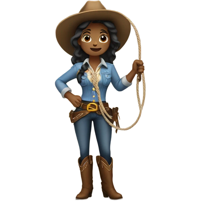 A cowgirl holding a lasso emoji