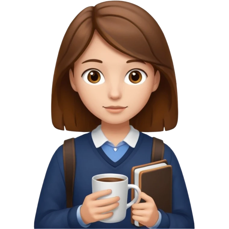 Student + notes + mug, Library Visitor. emoji