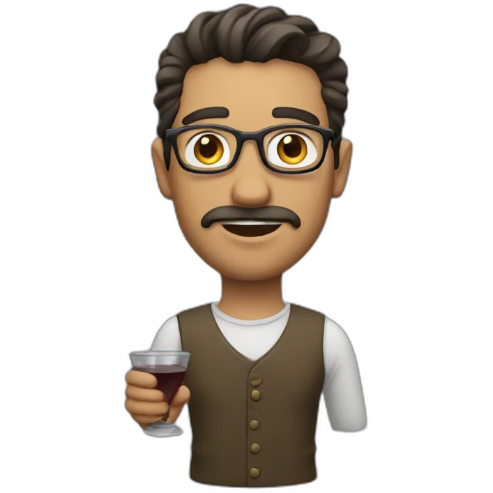 Man with glass and a Little barb emoji
