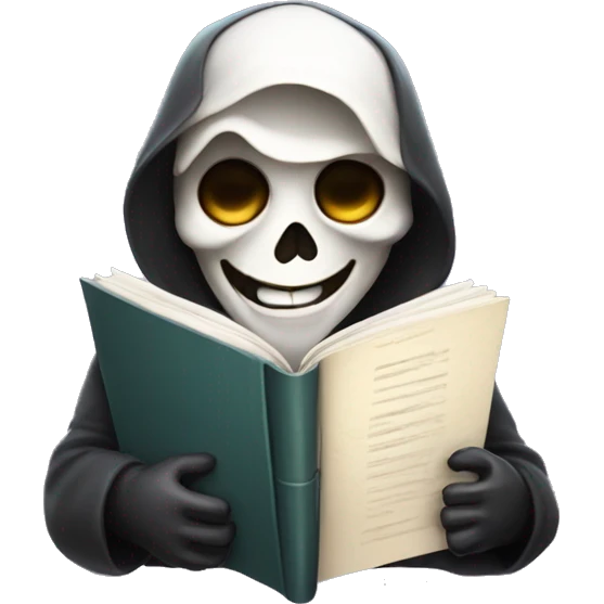 happy reaper entrepreneur face with book emoji