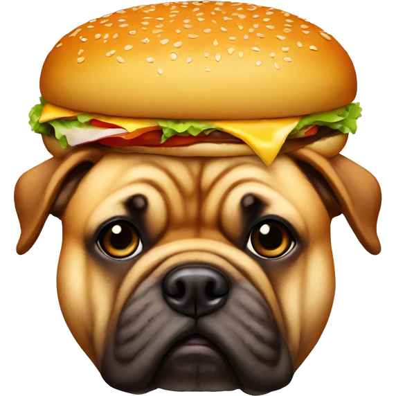 Fat dog with full burger hat on emoji