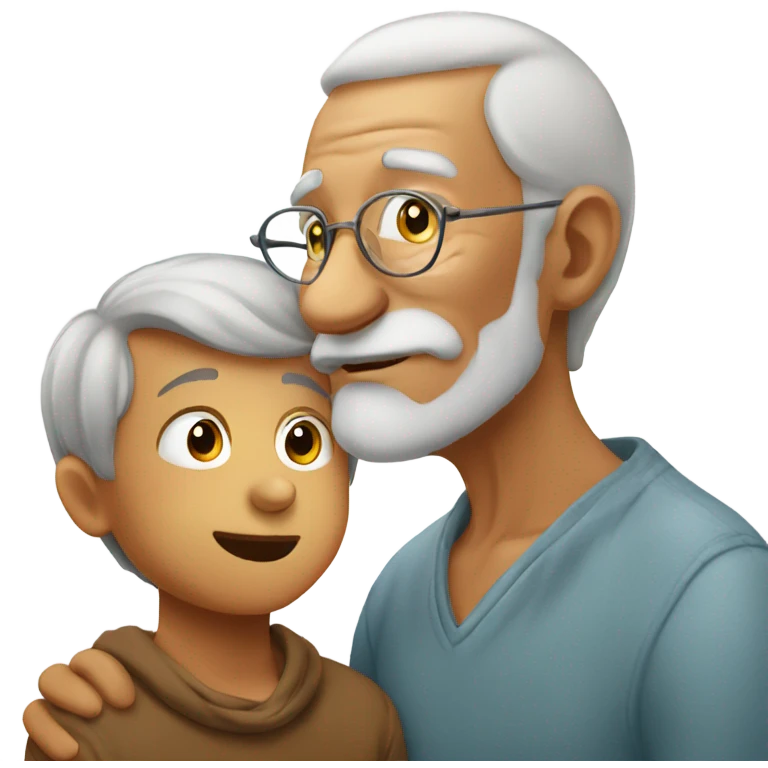 Old man kissed grandson emoji