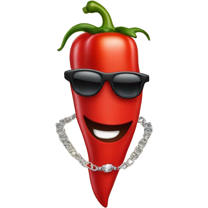 Red pepper with Mantel and sunglasses and necklace emoji