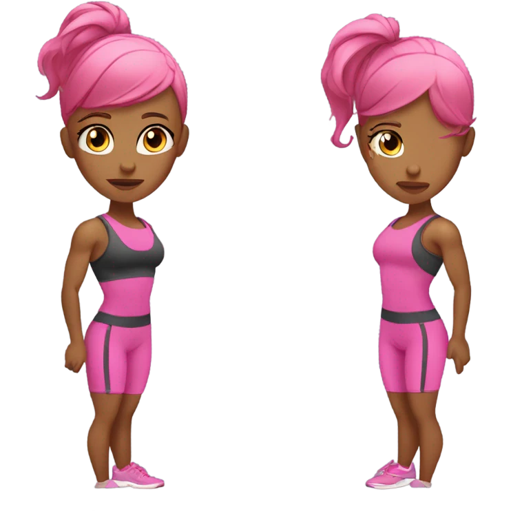 fit girl with pink hair weight lifting  emoji