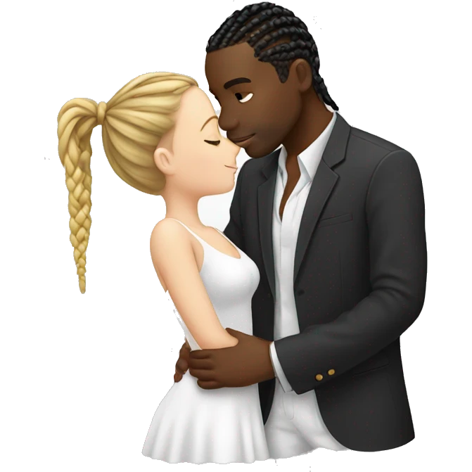 black man with cornrows kissing white girl emoji