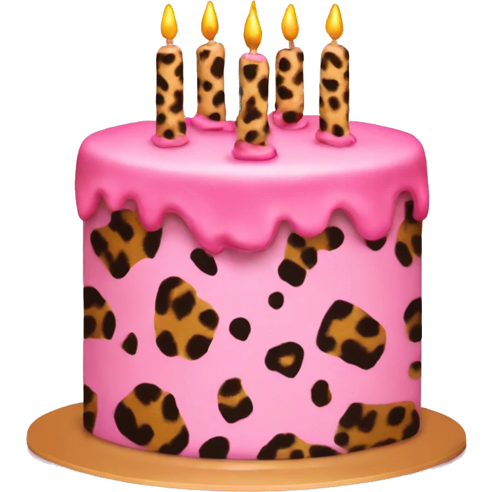Pink Birthday cake with Leopard Print  emoji