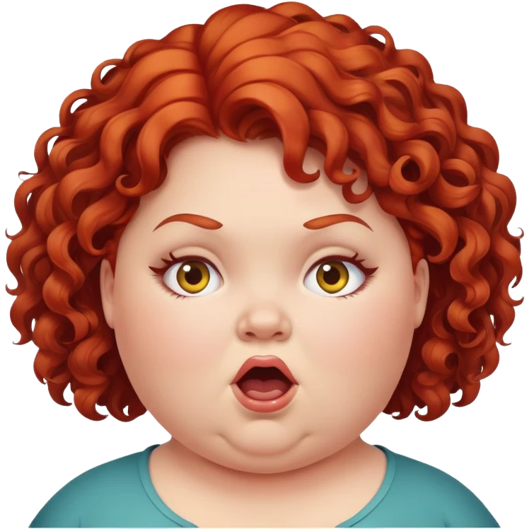Obese girl with red curly hair and she looks crazy emoji