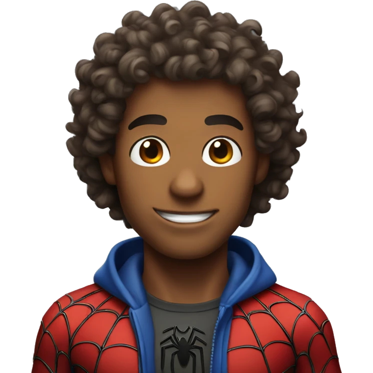 Curly hair spiderman  emoji