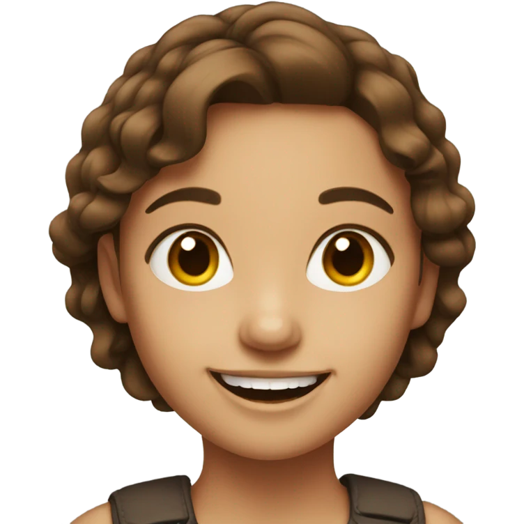 smiling girl portrait with brown hair emoji