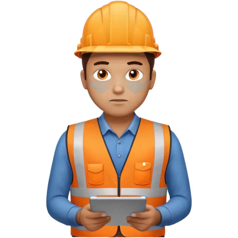 worker man wearing orange west holding a tablet emoji