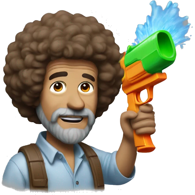 bob ross with a watergun emoji