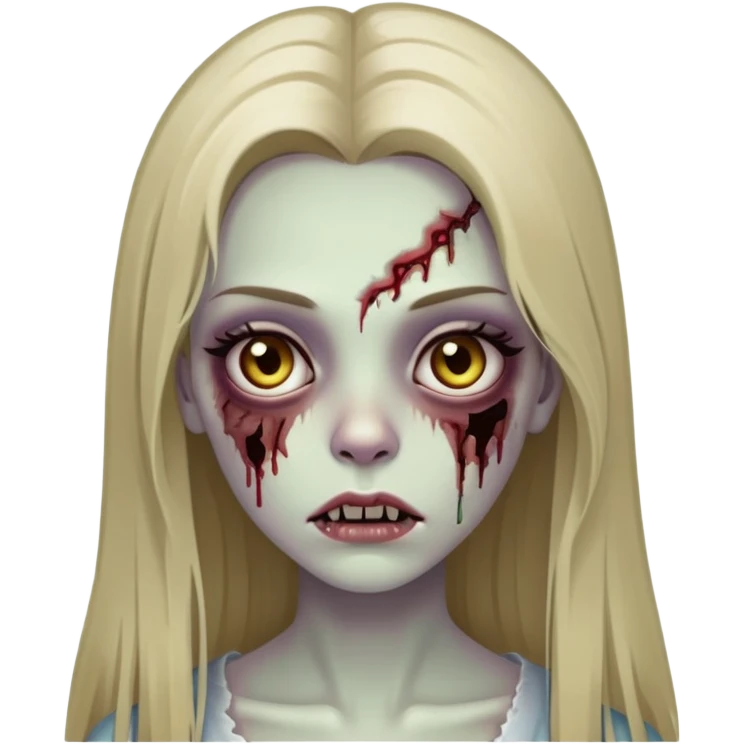 zombie girl with long straight dark blonde hair and beautiful eyelashes emoji