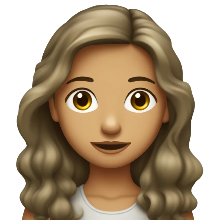 fille aux yeux verts et cheveux  lisses ondulés brun, de peau claire, taches de rousseurs emoji