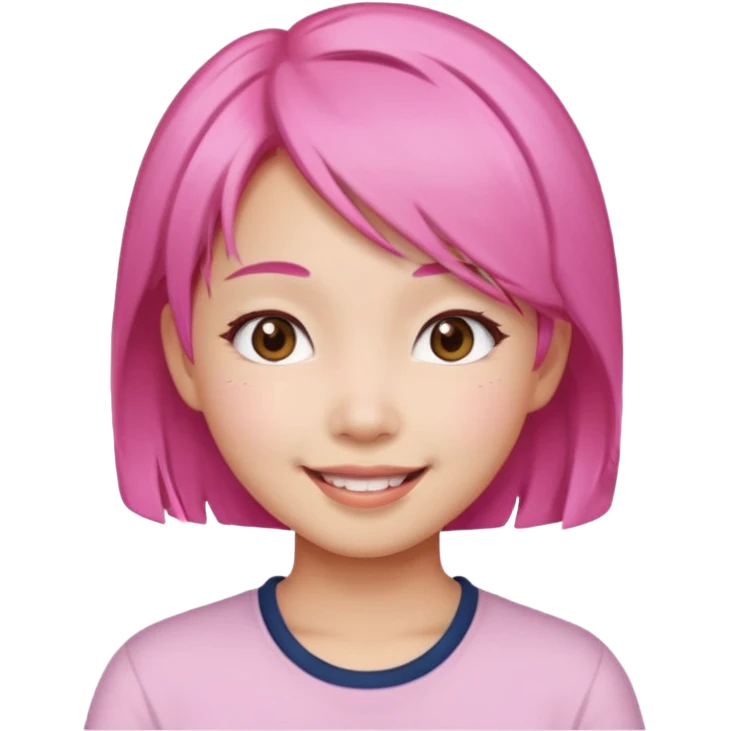 asian emoji girl  face with pink hair  emoji