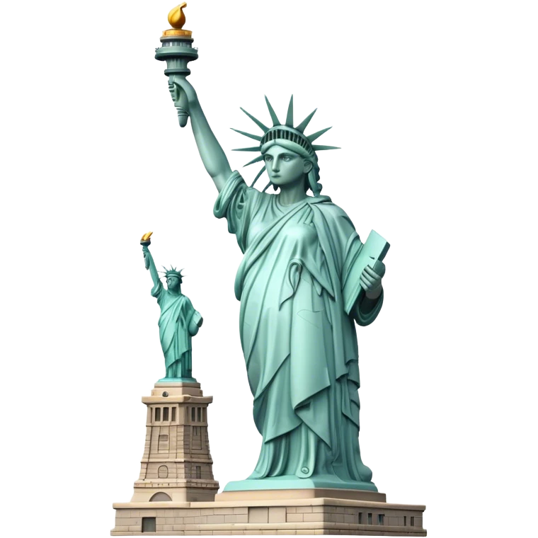 Cinematic Realistic Statue of Liberty Landmark Emoji, depicted with the iconic, majestic statue set against a clear sky rendered with detailed textures and dramatic, symbolic lighting. emoji